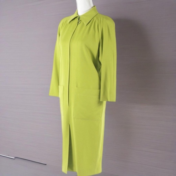 Gucci 100% wool Italian made Vintage bright chartreuse coat/dress zip front Ï - Picture 1 of 14